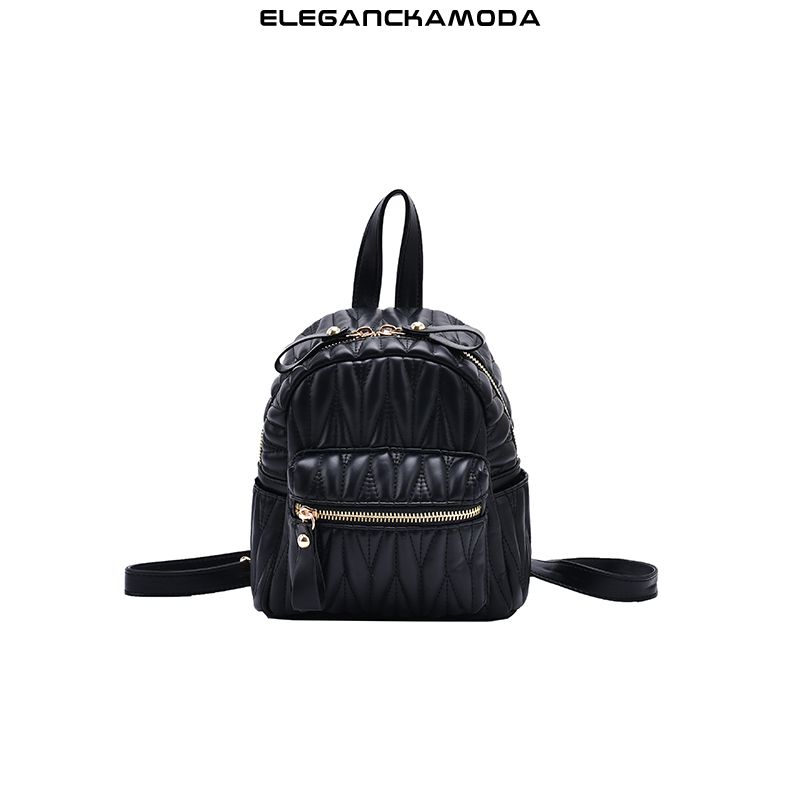 modny mini plecak damska torba listonoszka na jedno ramię wild double zipper seal czarny