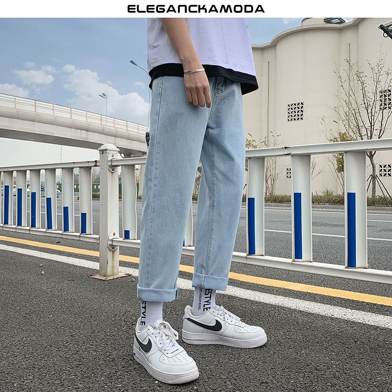 new year jeans men print fashion blue