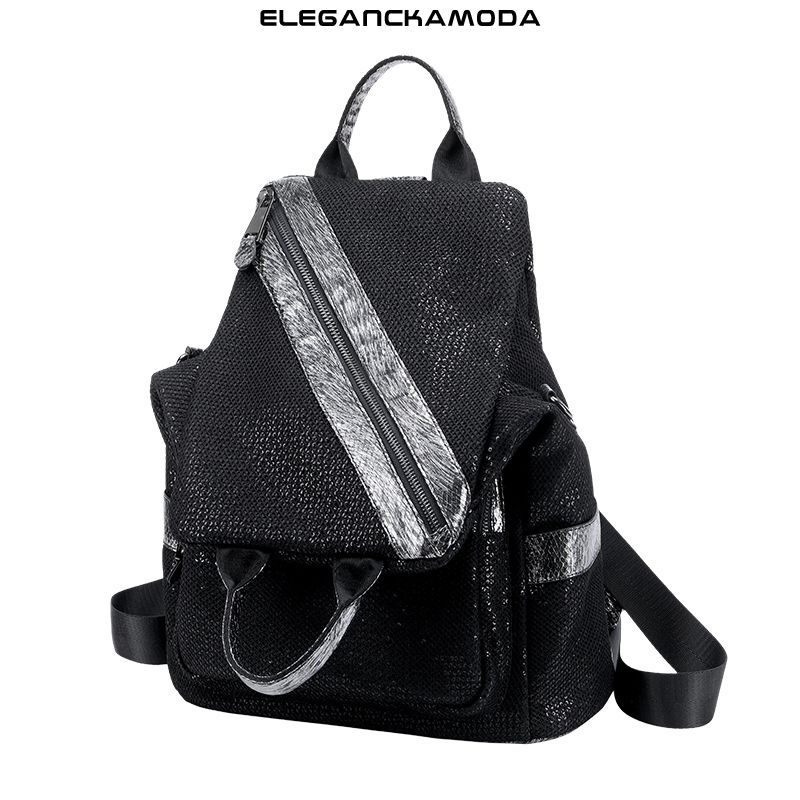 plecak damski cekiny dzikie crossbody przenośna torba podróżna damska czarna