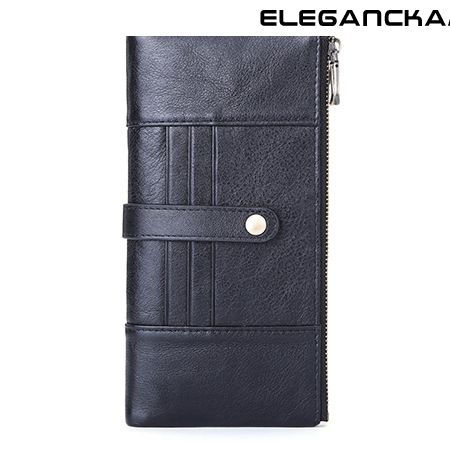 retro długi portfel męski moda casual clutch multi-card czarny