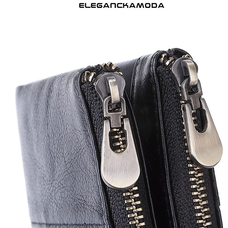 retro długi portfel męski moda casual clutch multi-card czarny