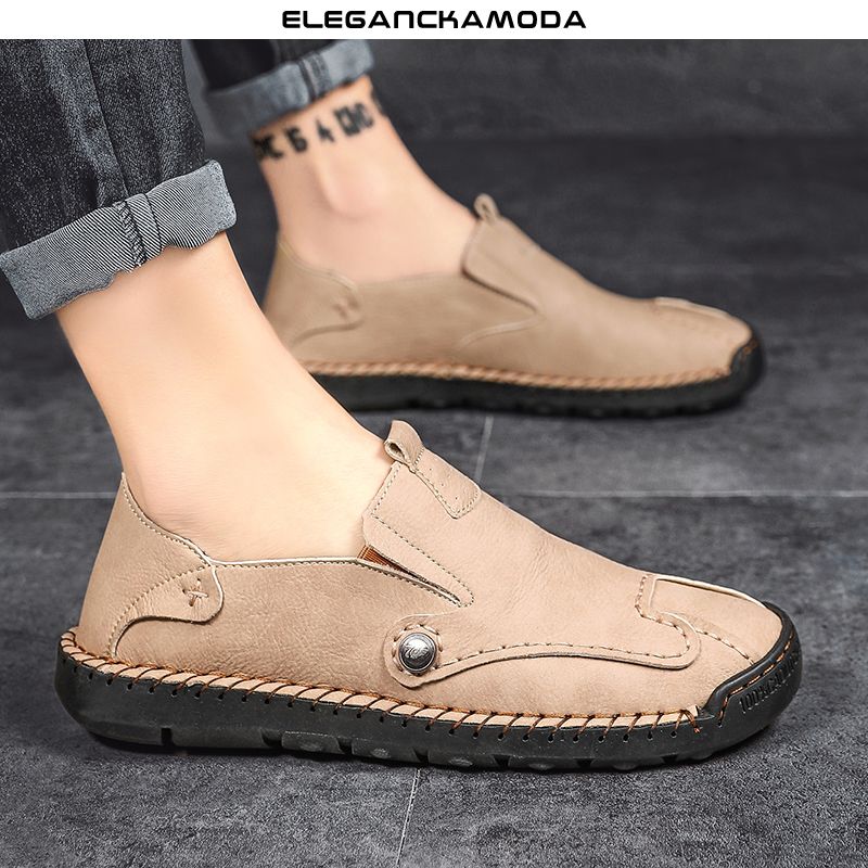 spersonalizowane męskie mokasyny retro casualowe buty do jazdy na świeżym powietrzu w dużym rozmiarze khaki