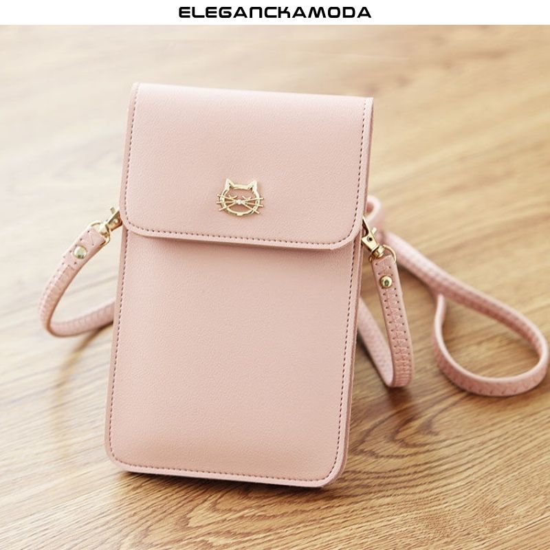 studentka mini pionowa torebka crossbody z portfelem niebieska