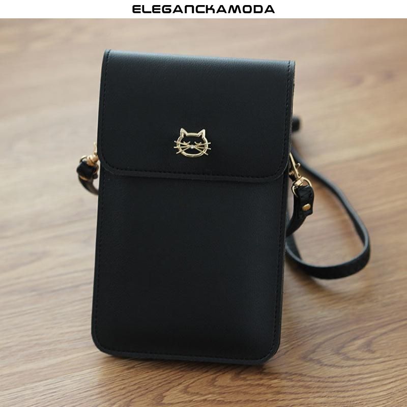 studentka mini pionowa torebka crossbody z portfelem niebieska