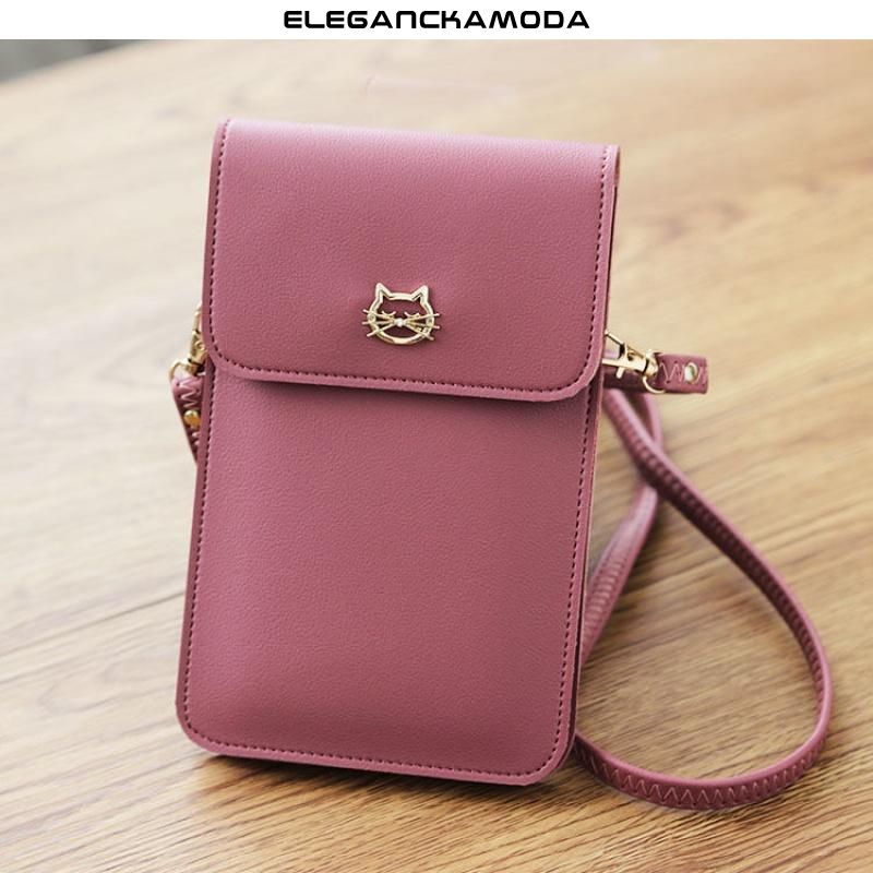 studentka mini pionowa torebka crossbody z portfelem niebieska