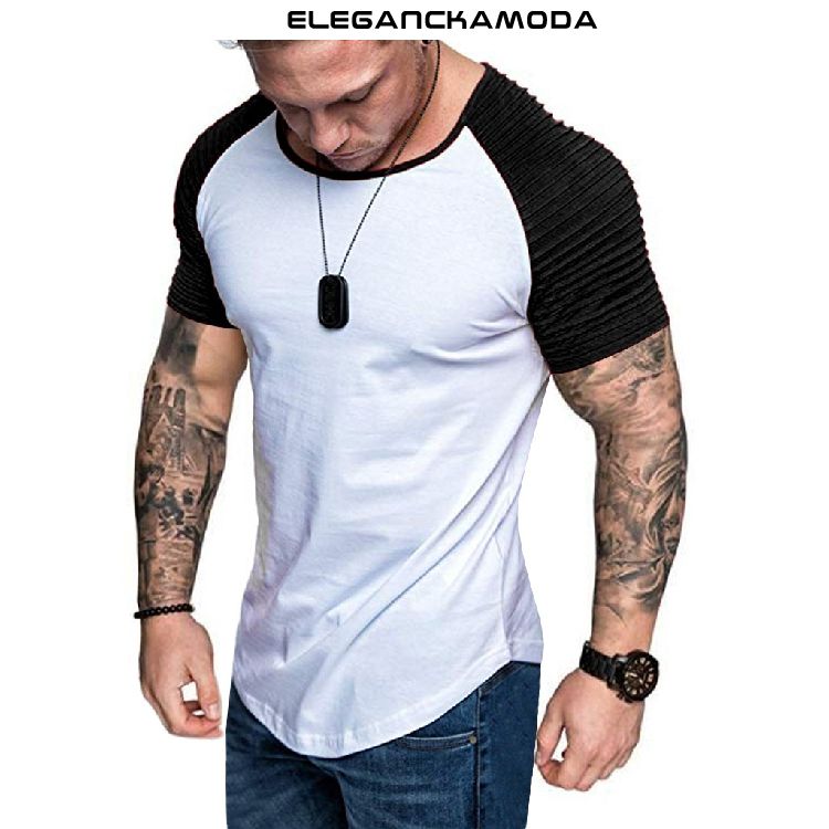 t-shirt męski z okrągłym dekoltem i krótkim rękawem fitness biały