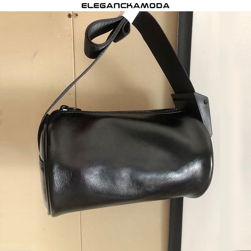 torba crossbody osobowość torba na ramię cylindryczna torba męska czarna