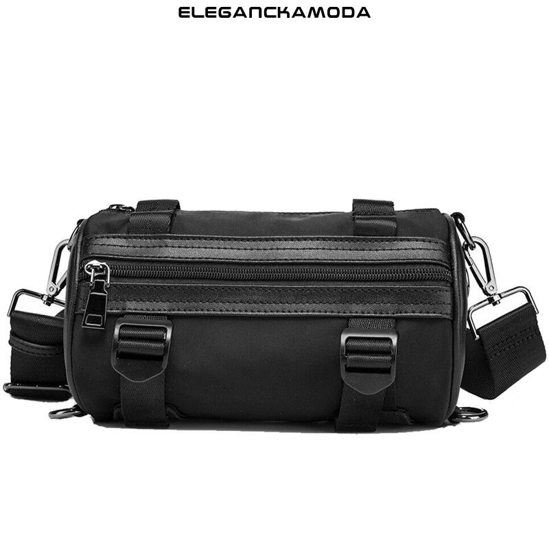 torba na ramię sportowa casual satchel cylinder męska czarna