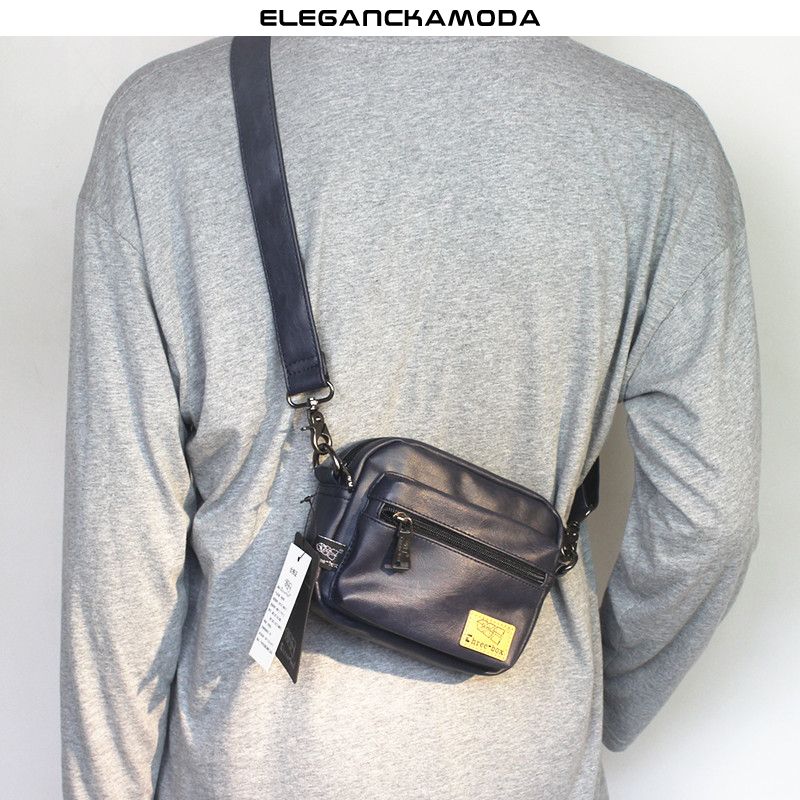 torebka crossbody męska mini torba na ramię moda młodzieżowa skóra czarna