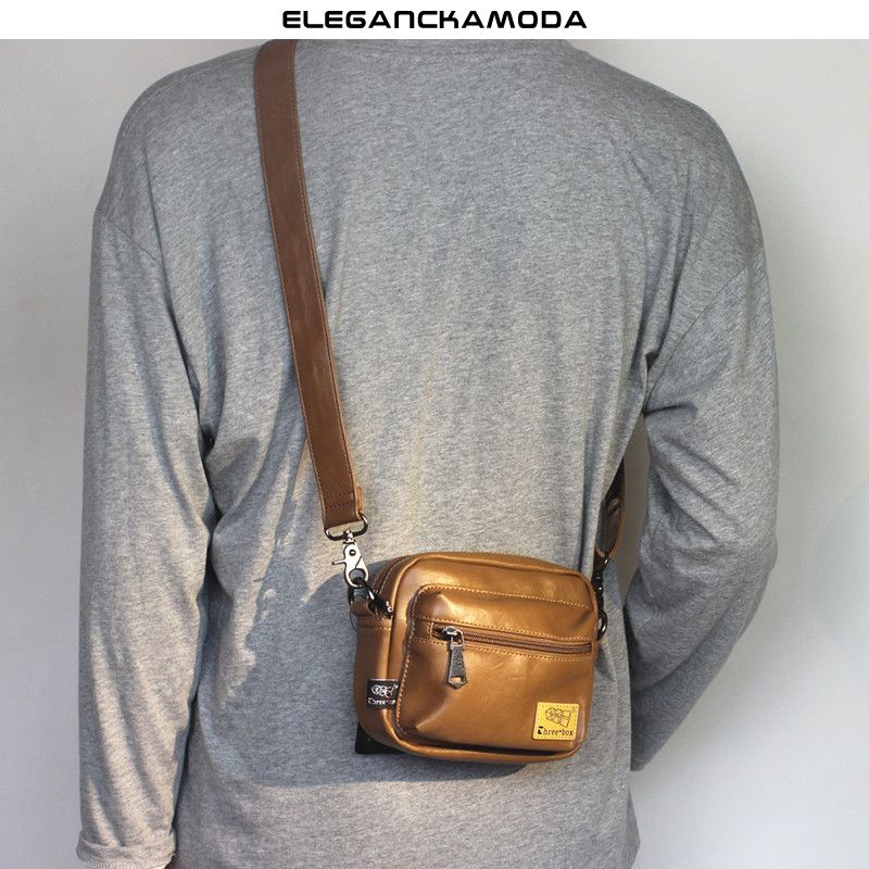 torebka crossbody męska mini torba na ramię moda młodzieżowa skóra czarna