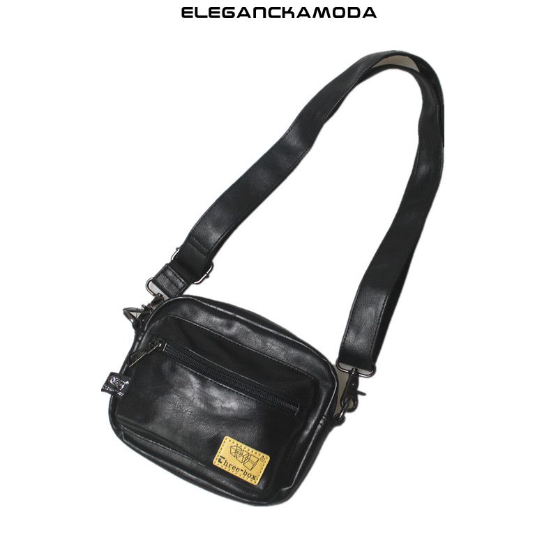 torebka crossbody męska mini torba na ramię moda młodzieżowa skóra czarna