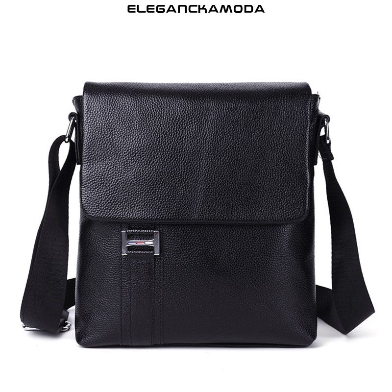 torebka crossbody torba na ramię męska pionowa prosta skóra czarna