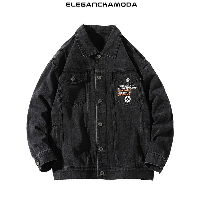 wiosenna męska kurtka dżinsowa youth casual lapel jacket grey