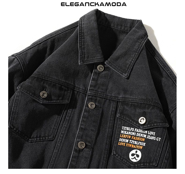 wiosenna męska kurtka dżinsowa youth casual lapel jacket grey