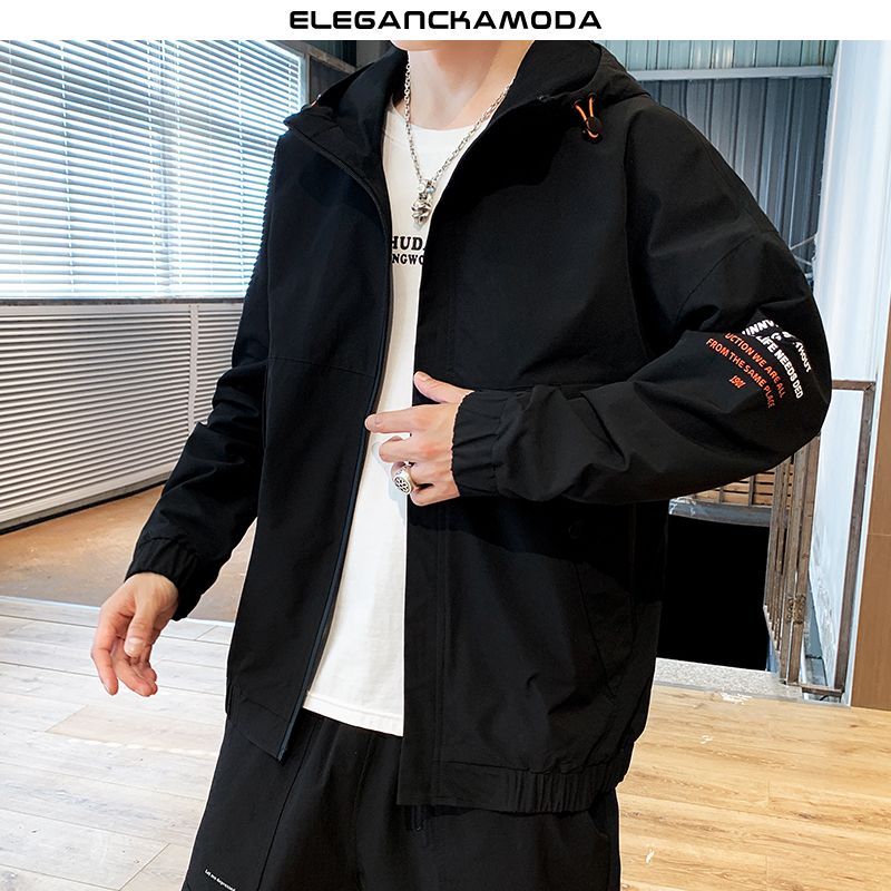 wiosenno-jesienna kurtka z kapturem trendy jacket men szara