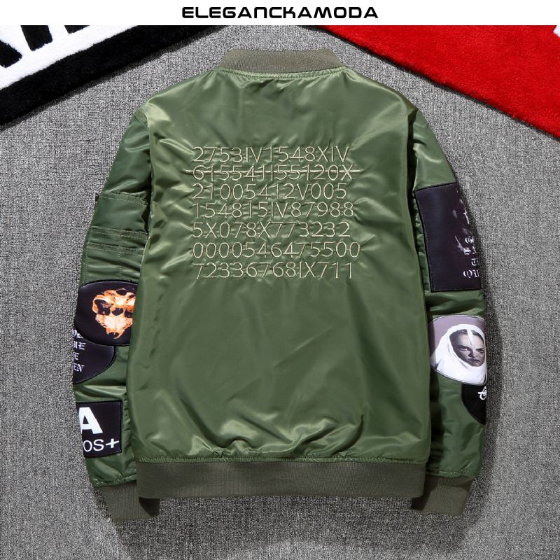 wiosenno-jesienna męska kurtka bomber ze stójką męska kurtka trend army green