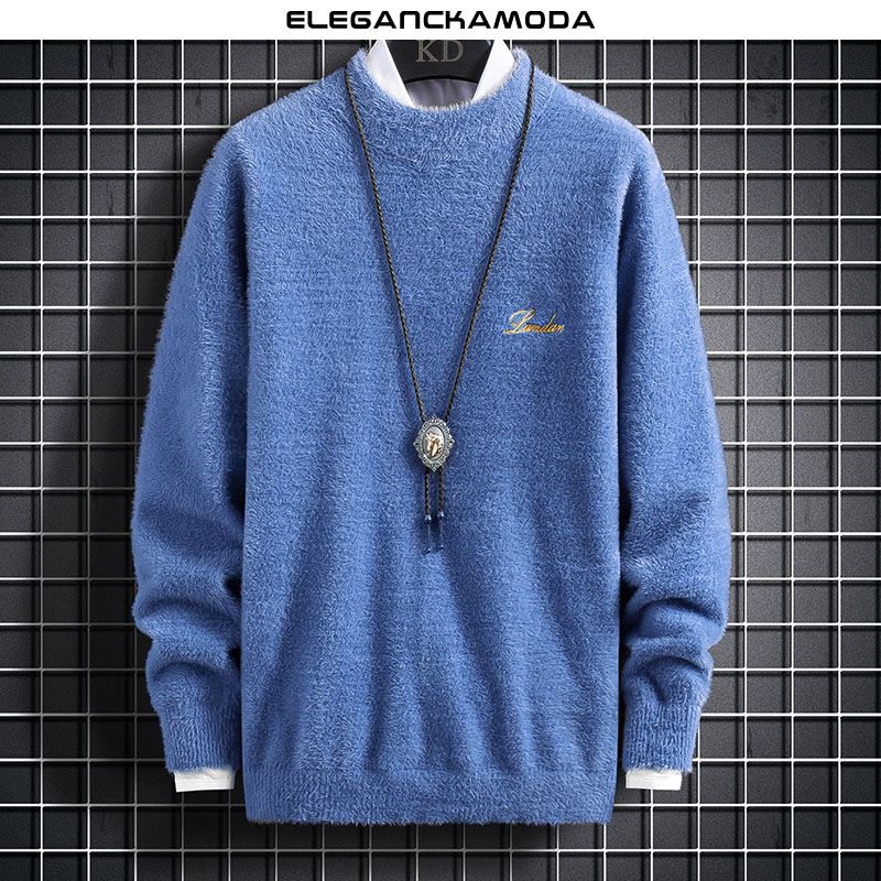 youth knitwear trendy fashion yarn male blue